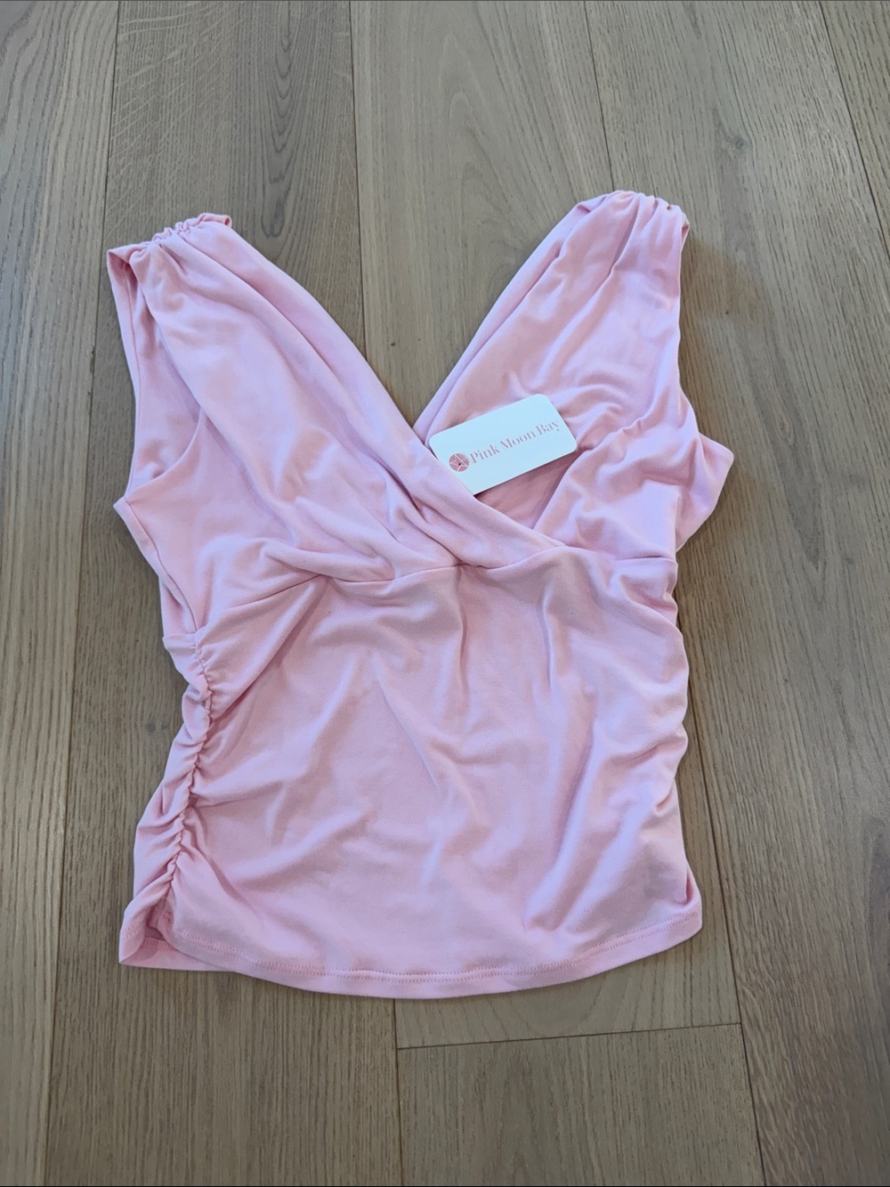 NWT Blue Blush Light Pink V-Neck Wrap Tank Top Size Large